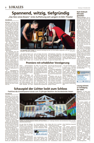 Zeitungsausschnitt zu Das Herz eines Boxers, 2021